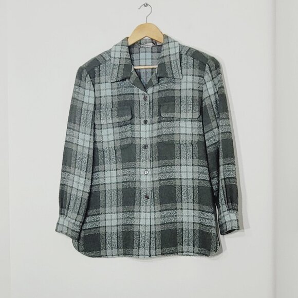 TanJay Women's Green Casual Plaid Flannel Collared Long Sleeve Button Shirt 12 - Picture 1 of 15